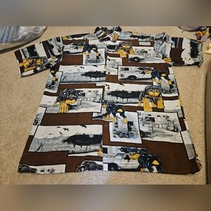 Mens Up Roc Rottweiler Dog Print Hip Hop Button Front Shirt Short Sleeve Y2K L. 